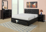 Carla 5-Pc Black Faux Leather/Wood Queen Storage Bed Set