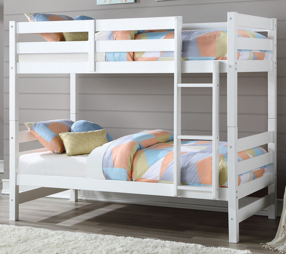 Ronnie White Wood Twin over Twin Bunk Bed