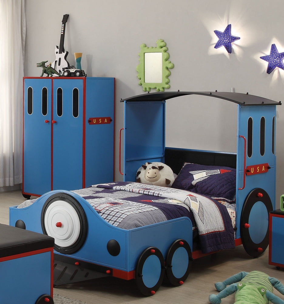 Tobi Blue Wood/Metal Twin Bed