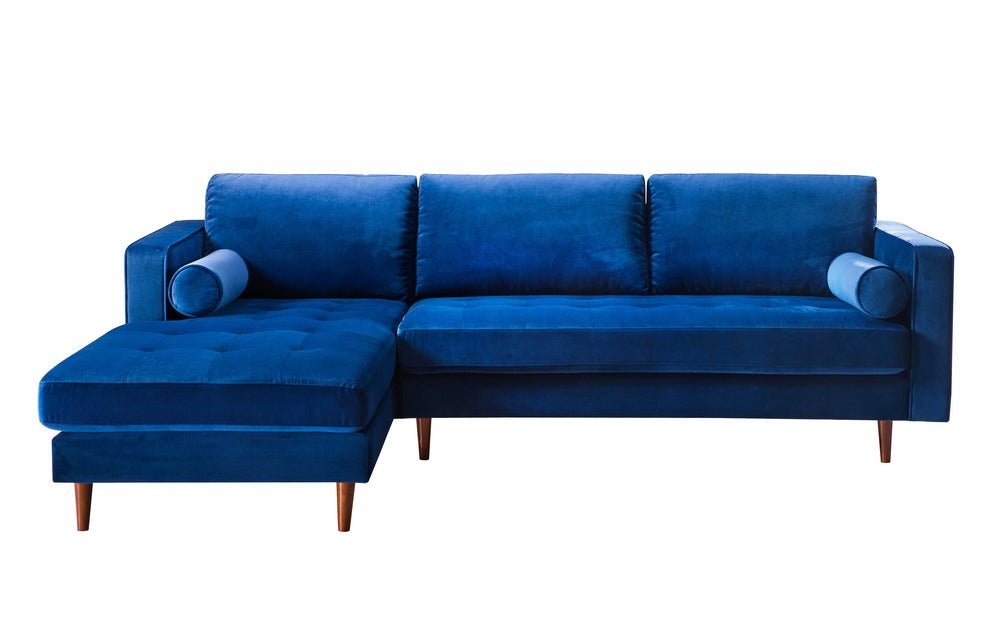 Como 2-Pc Navy Velvet LAF Sectional Sofa