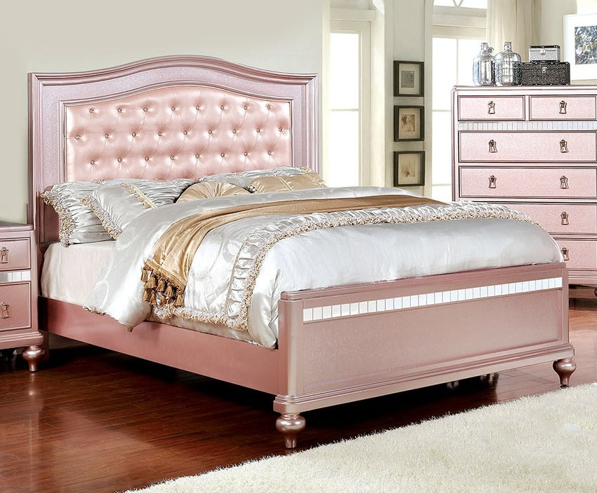 Ariston Rose Gold Leatherette/Wood Full Bed