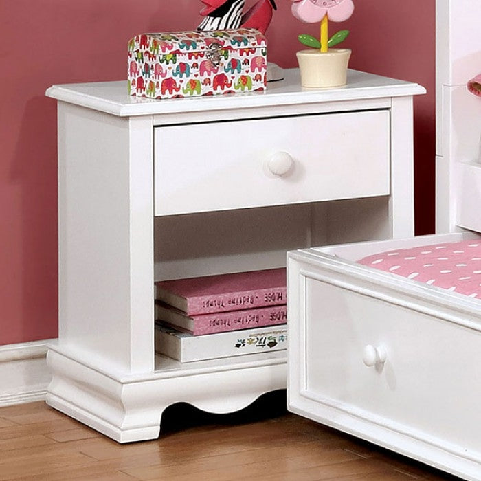 Dani White Solid Wood Nightstand