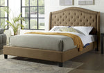 Carly Brown Linen-Like Fabric Cal King Bed