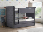 Romona II Gray Fabric Twin over Twin Bunk Bed with Trundle