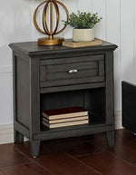 Brogan Gray Wood Nightstand w/ Drawer & Shelf