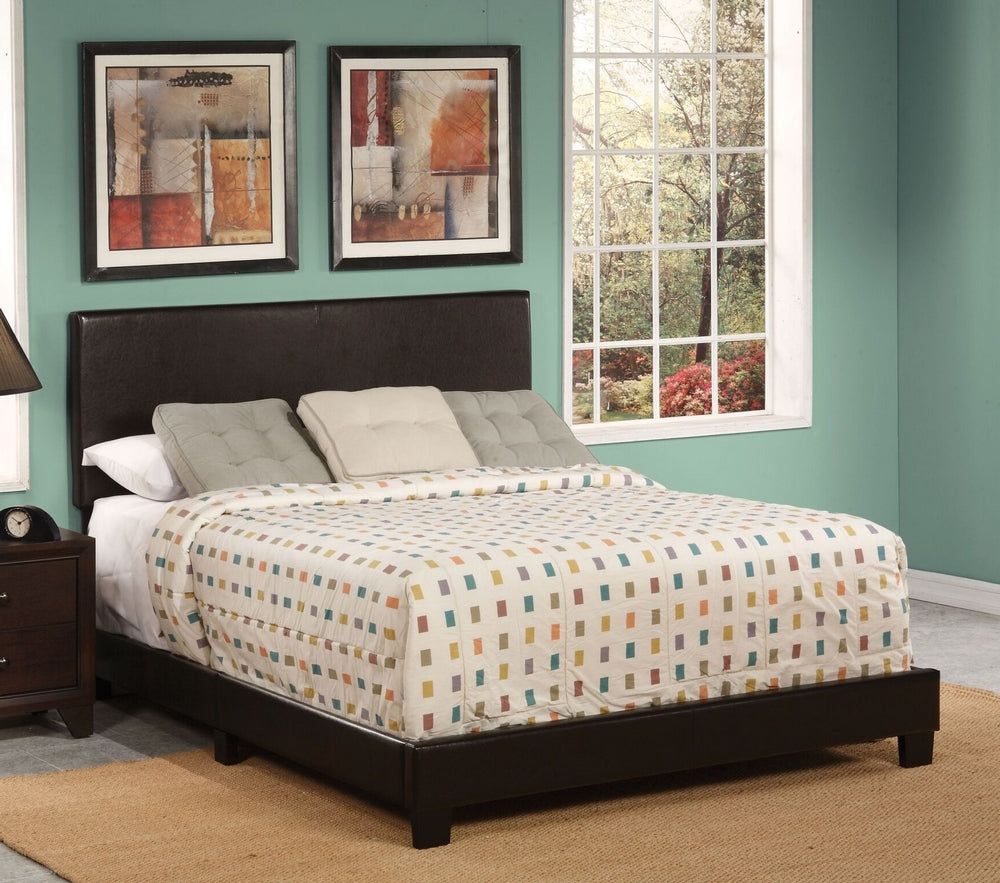 Lien Espresso PU Leather Twin Bed