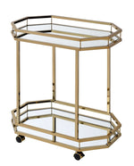 Lacole Gold Metal/Mirror Bar Cart with 2 Shelves