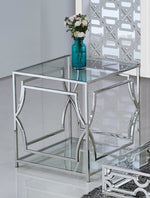 Hannah Silver Metal/Clear Glass End Table