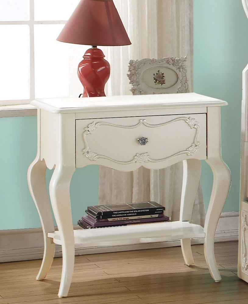 Edalene 1-Drawer Pearl White Wood Nightstand