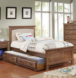 Colin Dark Oak Wood Twin Bed with Trundle