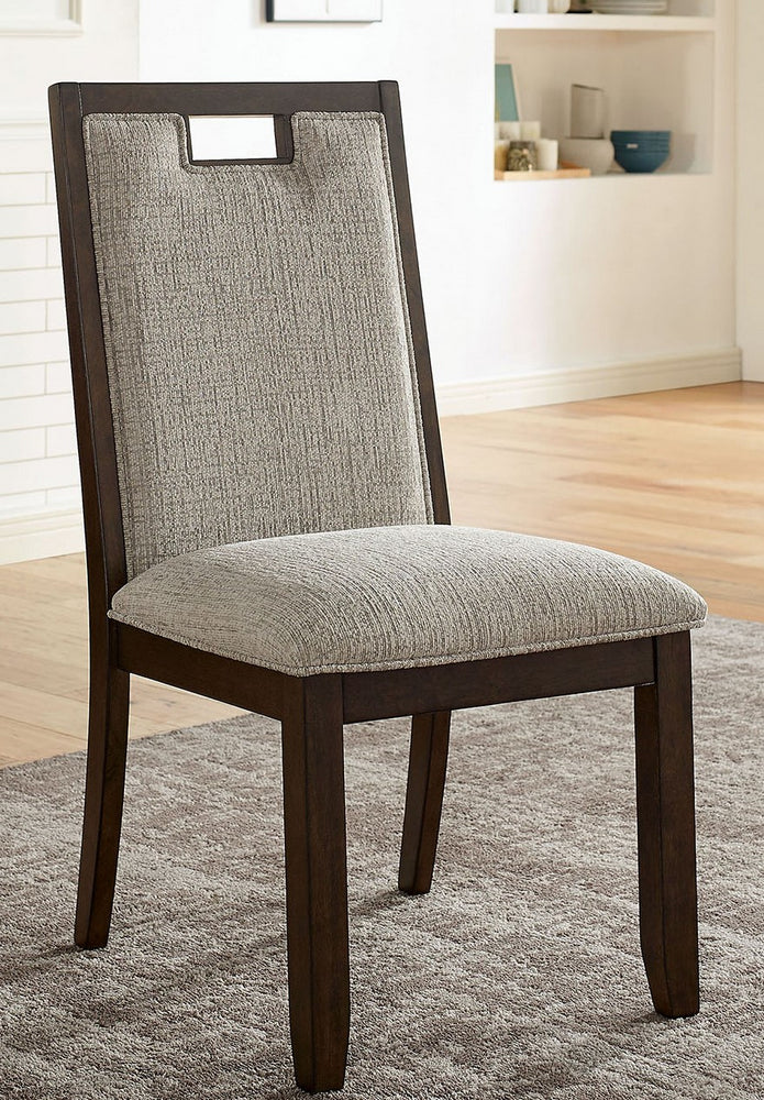 Caterina 2 Beige Fabric/Walnut Side Chairs