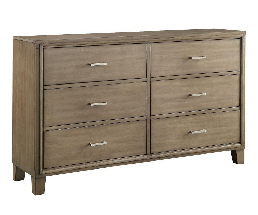 Enrico I Gray Wood 6-Drawer Dresser