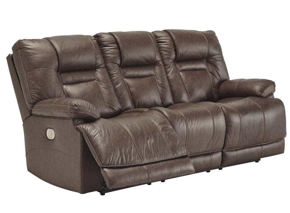 Wurstrow Umber Leather Power Recliner Sofa