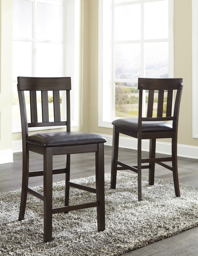 Haddigan 2 Dark Brown Faux Leather/Wood Counter Height Chairs