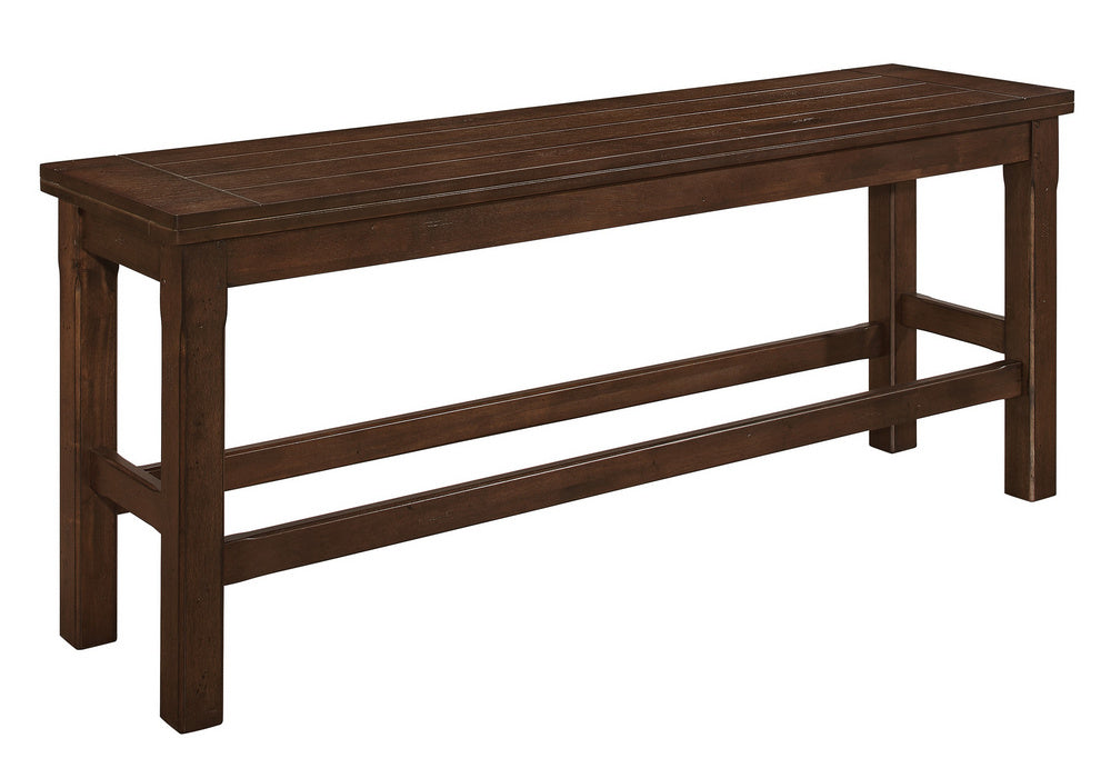 Schleiger Dark Brown Wood Counter Height Bench