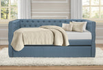 Adalie Blue Fabric Tufted Twin Daybed with Trundle