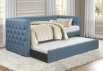 Adalie Blue Fabric Tufted Twin Daybed with Trundle