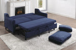 Adelia Navy Velvet Fabric Convertible Studio Sofa