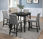 Adina 2 Black Wood/Gray Fabric Counter Height Chairs