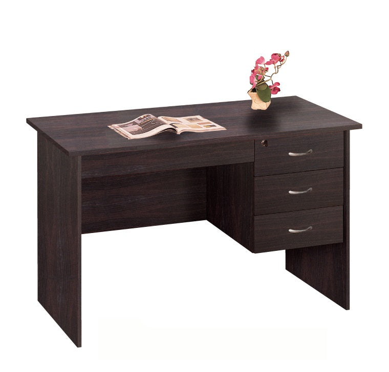 Giada Red Cocoa Wood Writing Desk with 3 Lockable Drawers