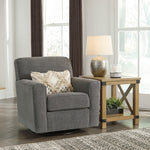 Alcona Charcoal Fabric Swivel Glider Accent Chair