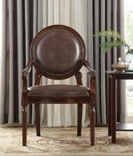 Aldermont Dark Brown Faux Leather/Wood Arm Chair