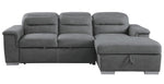 Alfio 2-Pc Gray Fabric RAF Sectional with Pull-out Bed