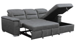 Alfio 2-Pc Gray Fabric RAF Sectional with Pull-out Bed