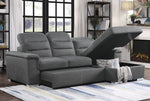 Alfio 2-Pc Gray Fabric RAF Sectional with Pull-out Bed