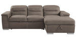 Alfio 2-Pc Taupe Fabric RAF Sectional with Pull-out Bed