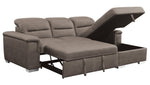 Alfio 2-Pc Taupe Fabric RAF Sectional with Pull-out Bed