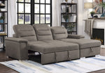 Alfio 2-Pc Taupe Fabric RAF Sectional with Pull-out Bed