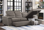 Alfio 2-Pc Taupe Fabric RAF Sectional with Pull-out Bed