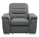 Alfio Gray Microfiber Fabric Chair w/ Pull-out Ottoman