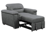 Alfio Gray Microfiber Fabric Chair w/ Pull-out Ottoman