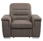 Alfio Taupe Microfiber Fabric Chair w/ Pull-out Ottoman