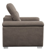 Alfio Taupe Microfiber Fabric Chair w/ Pull-out Ottoman