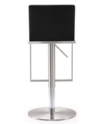 Amalfi Black Vegan Leather/Metal Adjustable Bar Stool