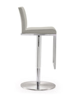 Amalfi Light Grey Vegan Leather/Metal Adjustable Bar Stool