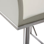 Amalfi Light Grey Vegan Leather/Metal Adjustable Bar Stool