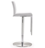 Amalfi White Vegan Leather/Metal Adjustable Bar Stool