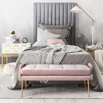 Arabelle Grey Velvet Twin Platform Bed