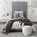 Arabelle Grey Velvet Twin Platform Bed