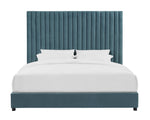 Arabelle Sea Blue Velvet Queen Platform Bed