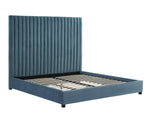 Arabelle Sea Blue Velvet Queen Platform Bed