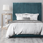 Arabelle Sea Blue Velvet Queen Platform Bed