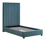 Arabelle Sea Blue Velvet Twin Platform Bed