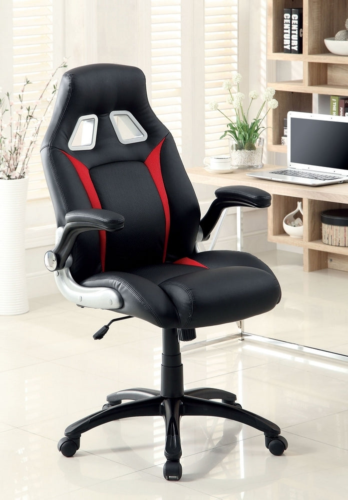 Argon Black Office Chair with Red Accents