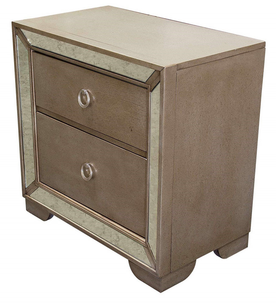 Ava Silver Bronze Finish Wood Nightstand