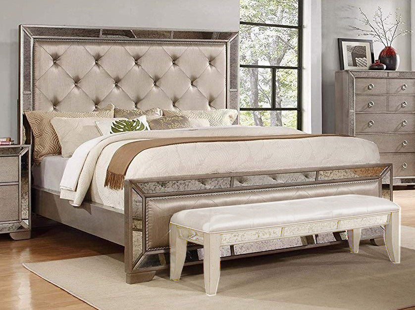 Ava Silver Bronze Wood King Bed (Oversized)